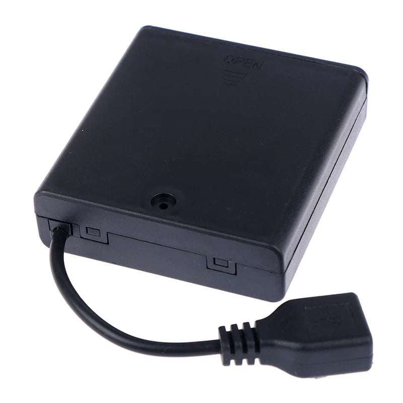 4*AA Battery Case Black 4 X AA USB Battery Box For 5V LED Strip Lights USB Mini Power Supply Suitable For Building Block Use Peaceful Pleasures Health and Wellness Black