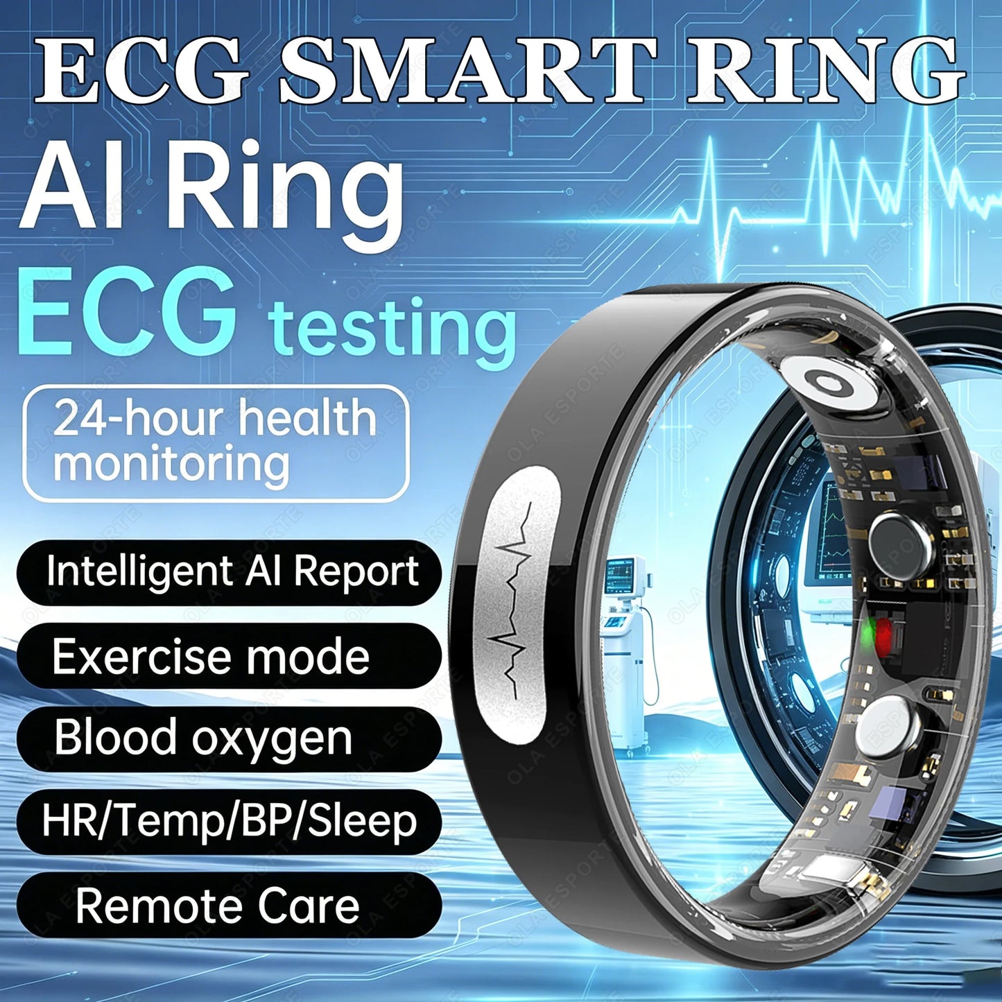 2026 New Smart Ring ECG Detection Blood Pressure,Heart Rate Ring,Body Temperature Monitor Waterproof GPS Tracking Men Women Ring Peaceful Pleasures Health and Wellness