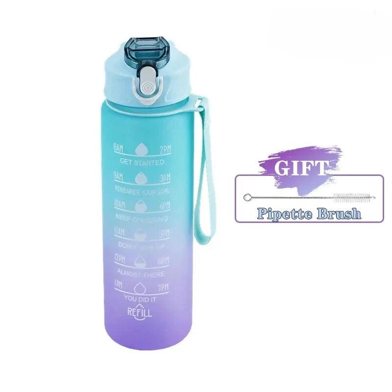 900ml BPA-Free Motivational Sports Water Bottle with Straw