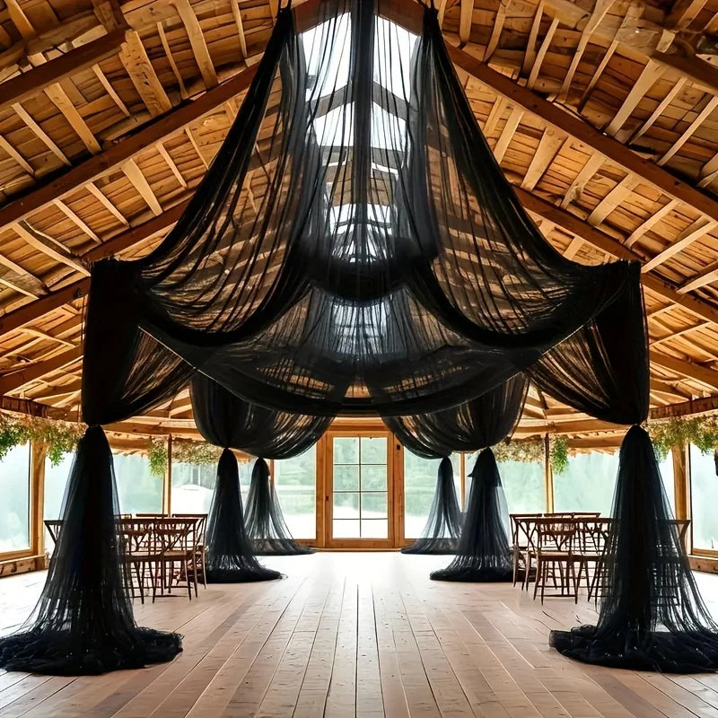 Black Tulle Draping Fabric 8M x2 – Wedding Arch & Party Decor
