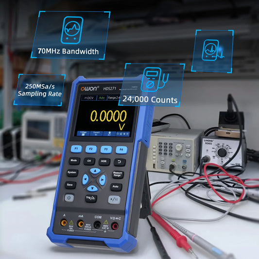 Oscilloscope Multimeter Waveform Generator 70MHz Single Channel 250MSa/s 3 in 1 Digital Oscilloscope with 3.5 Inch LCD Display Peaceful Pleasures Health and Wellness