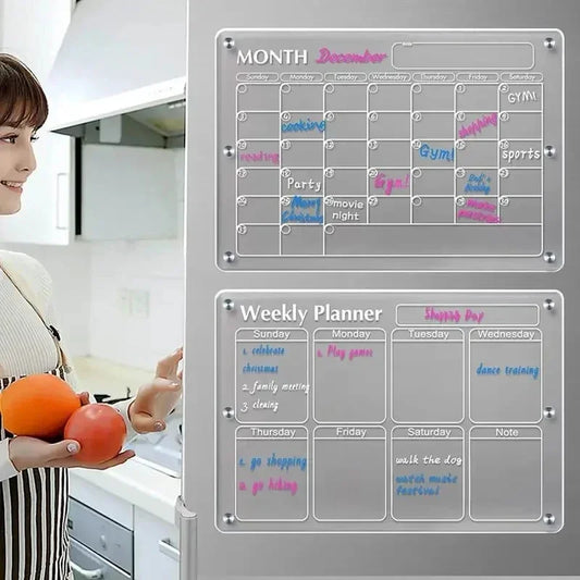 Fridge Magnet Sticker Clear Acrylic Calendar Weekly Planner Magnetic Schedule Reusable Board Fridge Message Menu Gadgets Peaceful Pleasures Health and Wellness