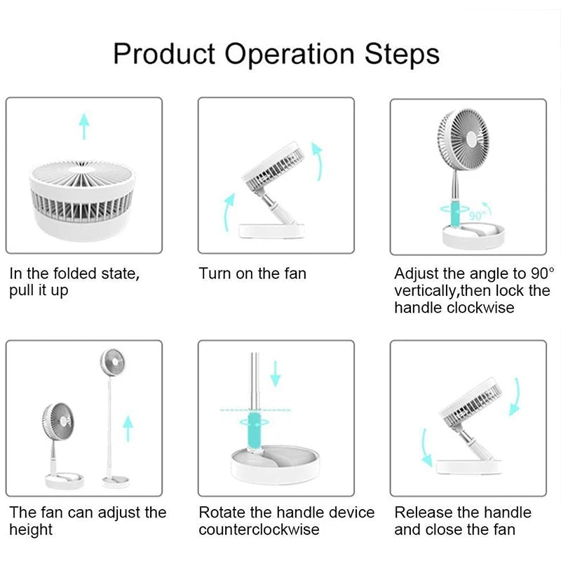 Usb Portable Foldable Ceiling Table Telescoping Fan Summer Must Have Rechargeable Battery Portable Air Cooling Usb Mini Fan Peaceful Pleasures Health and Wellness