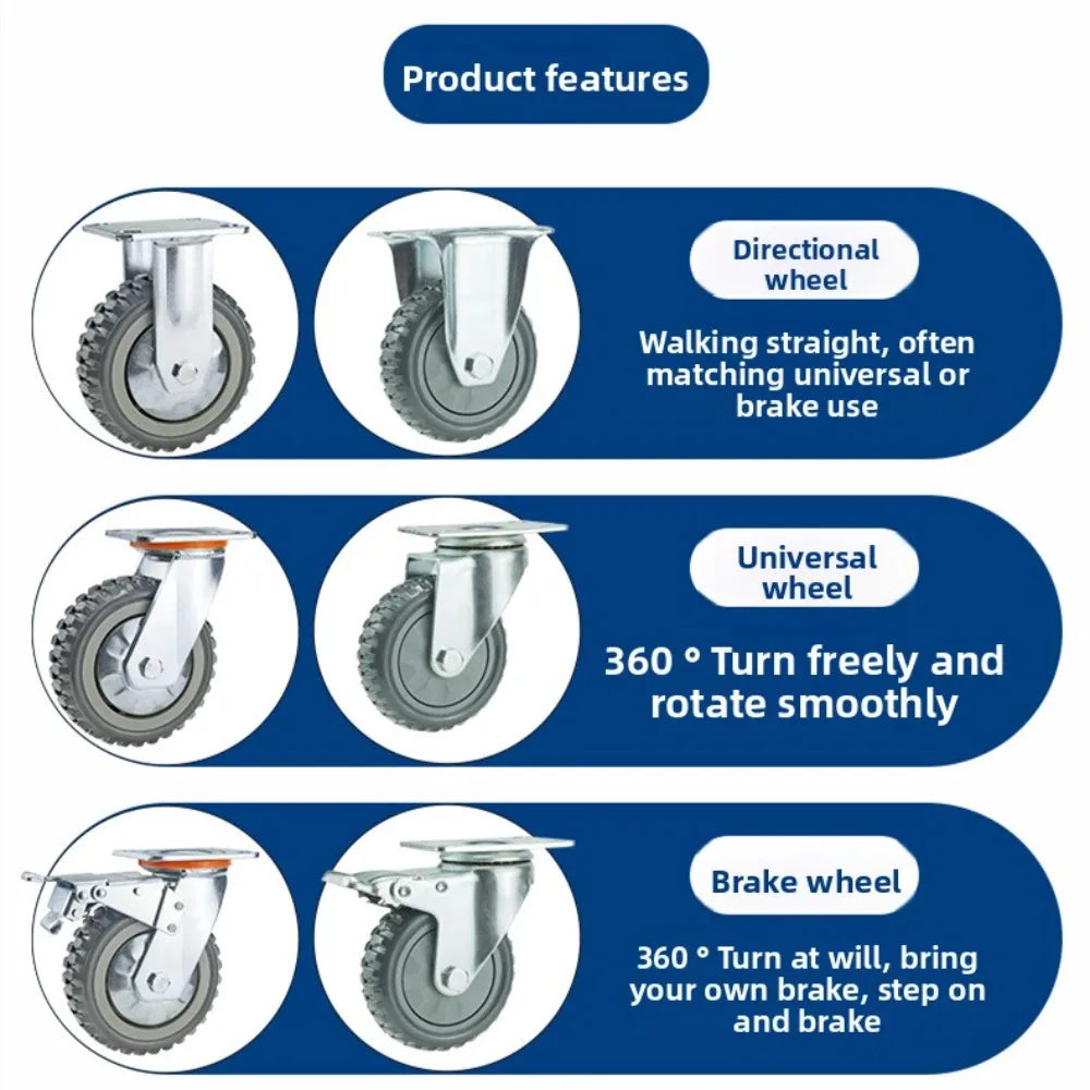 Heavy-Duty Rubber Swivel Casters – Noiseless Furniture Wheels
