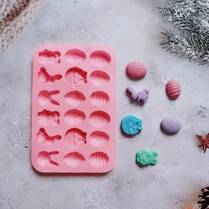 DIY Chocolate Mold Candy Ice Mold Silicone Cake Chocolate Biscuit Baking Mold Rabbit Shaped Festival Decoration Peaceful Pleasures Health and Wellness