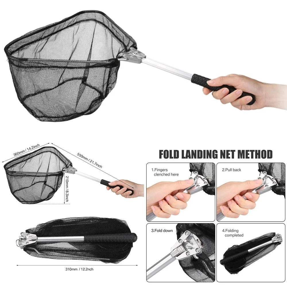 Telescoping Fishing Landing Net – Aluminum Alloy, Folds to 55cm