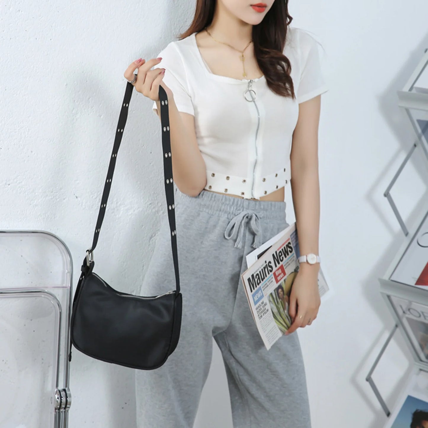 Jennie Style Women's Underarm Bag Small Designer Crossbody Shoulder Bag with Adjustable Strap for Daily Commute Peaceful Pleasures Health and Wellness