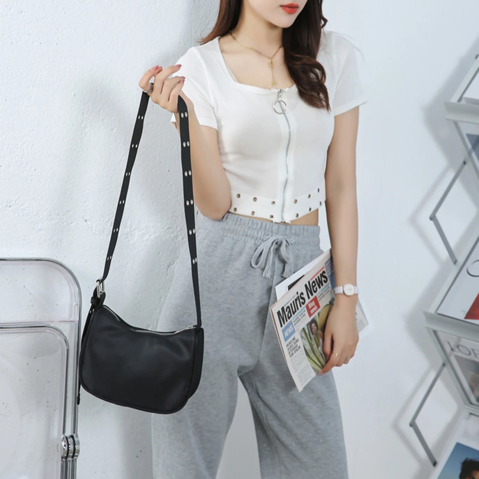 Jennie Style Women's Underarm Bag Small Designer Crossbody Shoulder Bag with Adjustable Strap for Daily Commute Peaceful Pleasures Health and Wellness
