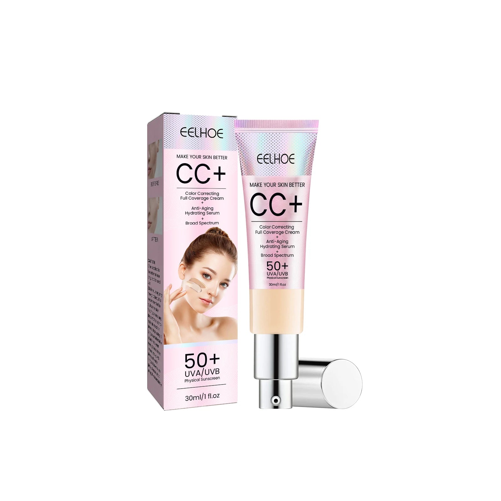 Facial Repair CC Cream Effectively Coverage Scar Repair Dull Skin Waterproof Whitening Skin Moisturizing Concealer Liquid 30ml Peaceful Pleasures Health and Wellness Bright White
