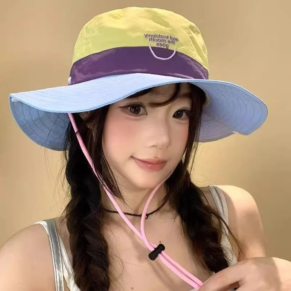 Retro Wide Brim Bucket Hat – Quick-Dry Lightweight Sun Hat