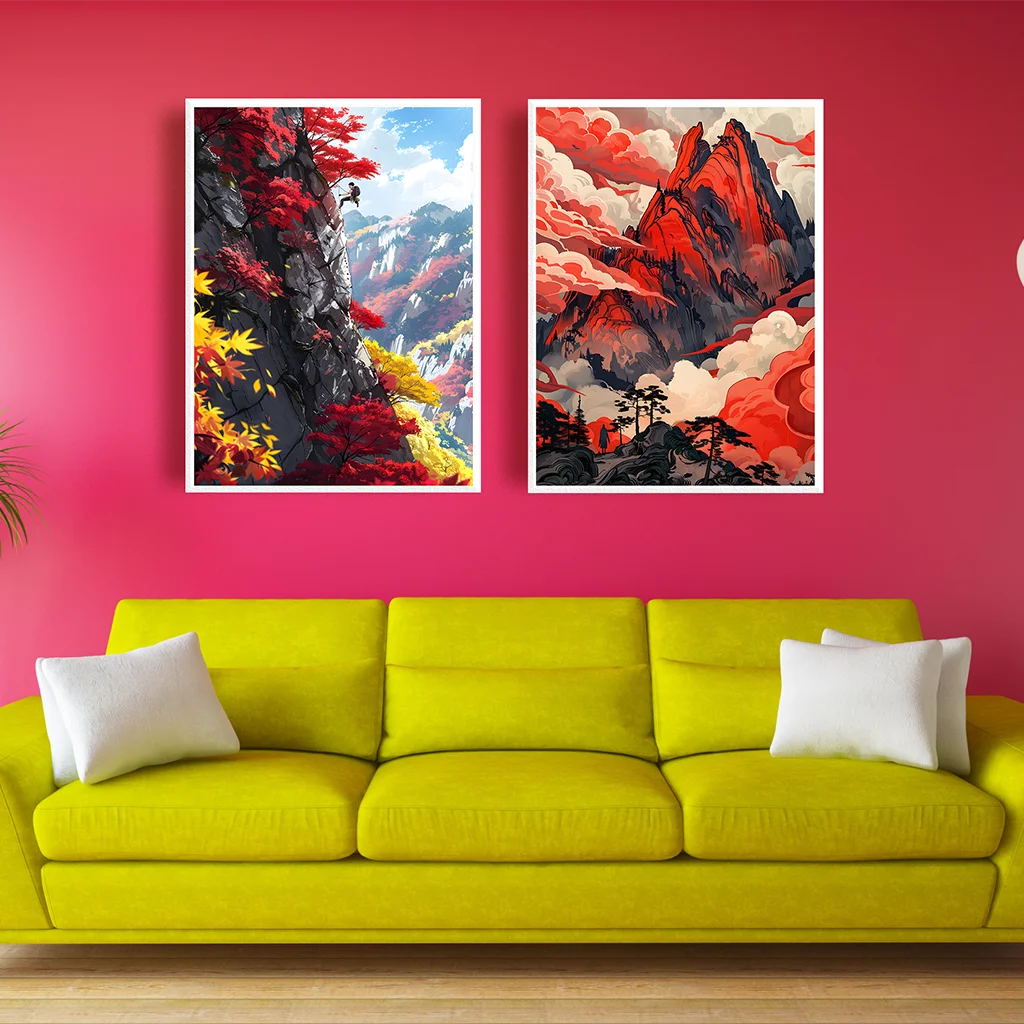 Mountain Landscape Canvas Wall Art | Modern Poster Print Canvas Wall Art Peaceful Pleasures Health and Wellness