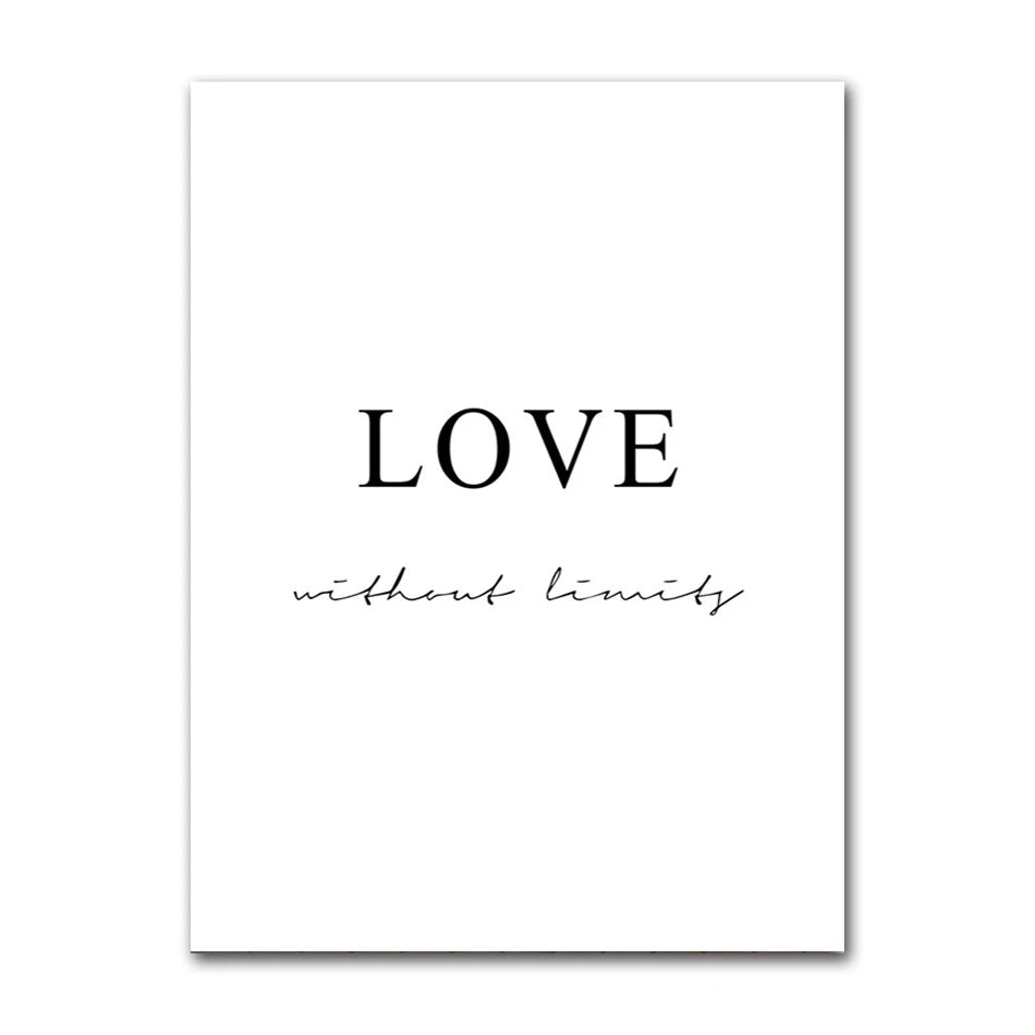 Minimalist Black & White Dream Love Quote Canvas Wall Art
