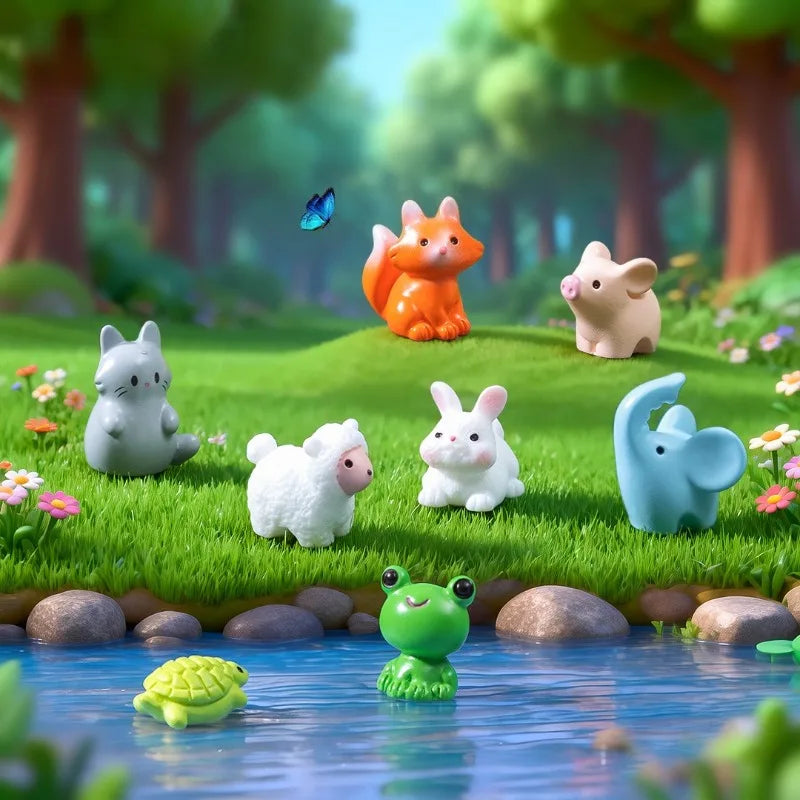 1Pcs Rabbit Squirrel Elephant Fox Sheep Duck Pig Cat Frog Snake Figurine Miniature Fairy Garden Decoration Accessories decoração Peaceful Pleasures Health and Wellness