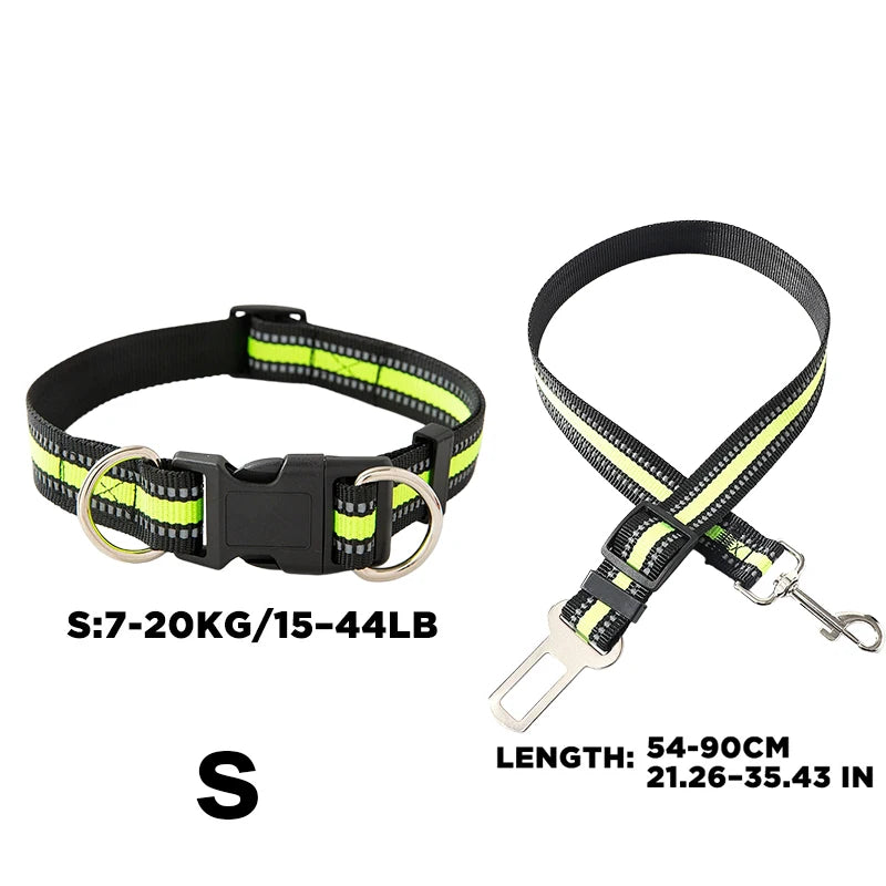 2-in-1 Car Seat Belt for Dogs, Headrest Dog Safety Harness & Leash - Adjustable Nylon Vehicle Pet Restraint, Tangle-Free Travel Peaceful Pleasures Health and Wellness S-Green