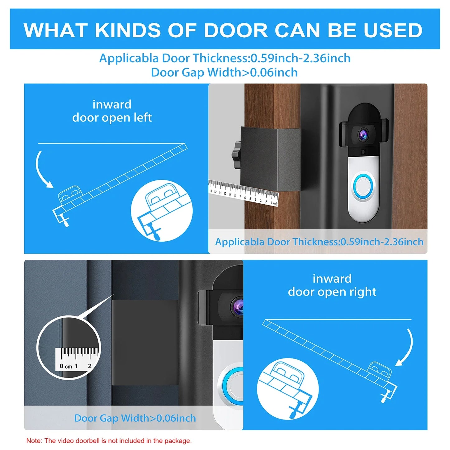 Doorbell Mount Easy Installation No Drill Compatible Anti-theft Video
