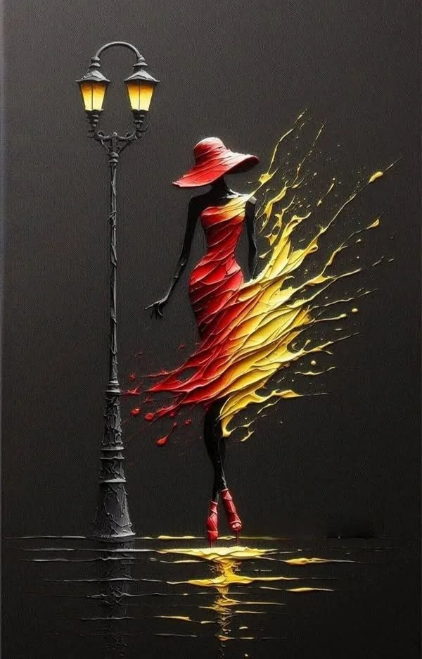 Abstract Wall Art Woman Dancing Under The Streetlight Poster Print For Office Living Room Home Decor Modern Canvas Painting G Peaceful Pleasures Health and Wellness 2 55x80