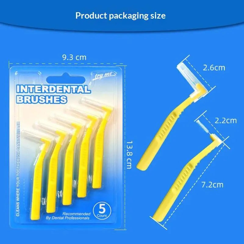 2/5Pcs L-shaped Interdental Brushes Portable Soft Bristle Interdental Cleaners Brushes Travel Peaceful Pleasures Health and Wellness