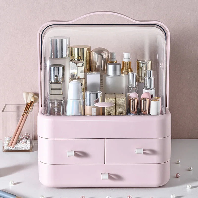 Cosmetics Receiving Box Dust-Proof Desktop Makeup Organizer with Drawer for Skin Care Products Household Storage Box Shelf Peaceful Pleasures Health and Wellness