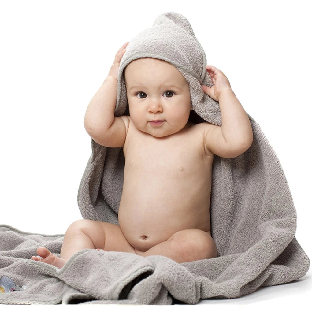 Baby Hooded Towel Soft Cotton Infant Bath Wrap 75x75cm