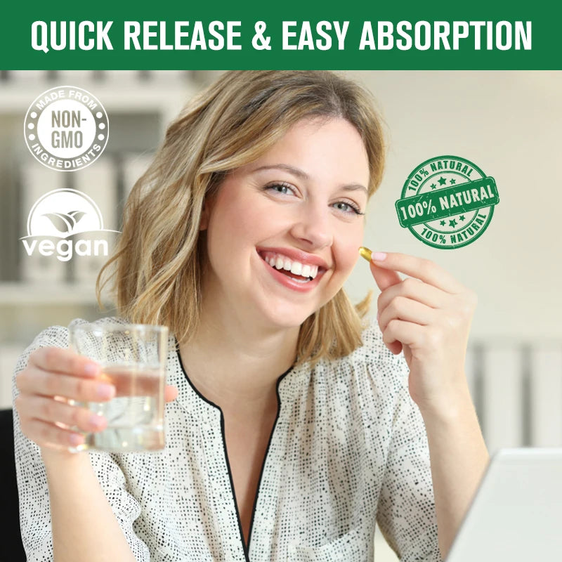 Omega-3 Fish Oil Capsules – Non-GMO, Gluten-Free | Nervous System, Skin, Hair & Stress Relief | 120 Count Peaceful Pleasures Health and Wellness