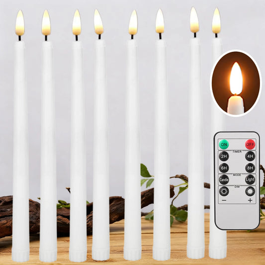 Flameless LED Taper Candles with Remote & Timer | Flickering Flameless LED Candles Peaceful Pleasures Health and Wellness 285MM 12 Pcs