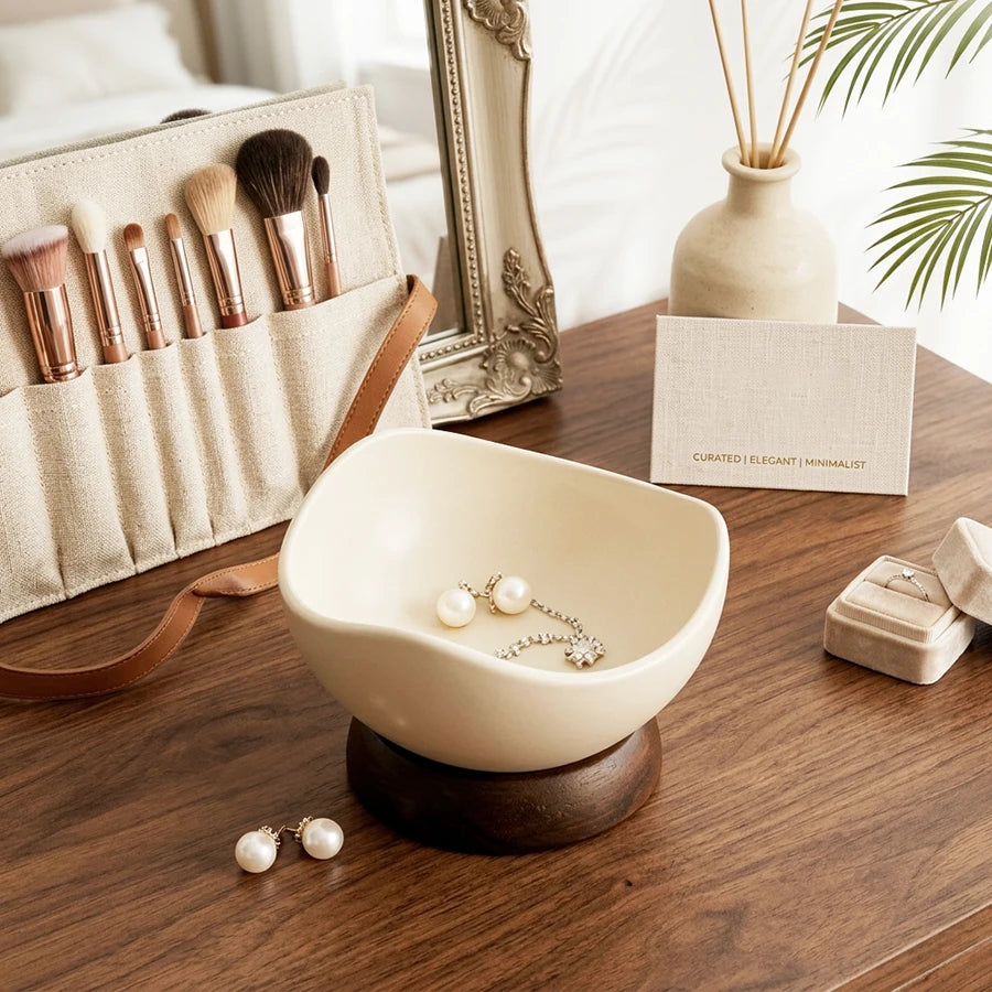 Retro Jewelry Organizer Tray – Ring Dish & Vanity Organizer for Earrings & Accessories