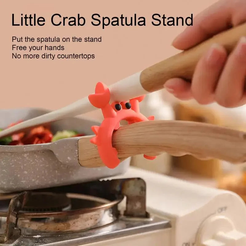 Utensil Rest Crab Shaped Silicone Utensil Rest Countertop Ladle Holder Anti-Overflow Stove Top Spatula Holder Kitchen Gadget Peaceful Pleasures Health and Wellness