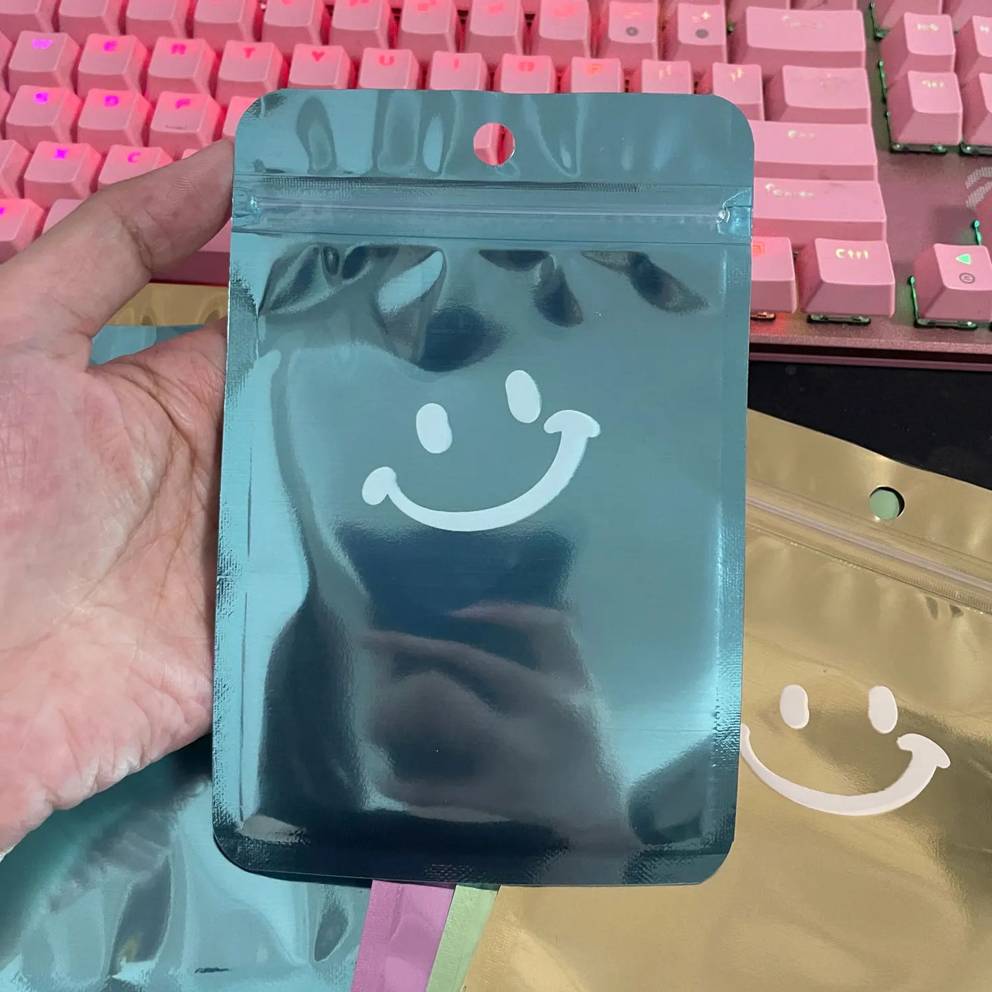 50Pcs Holographic Mylar Bags | Smell Proof Resealable Clear Window
