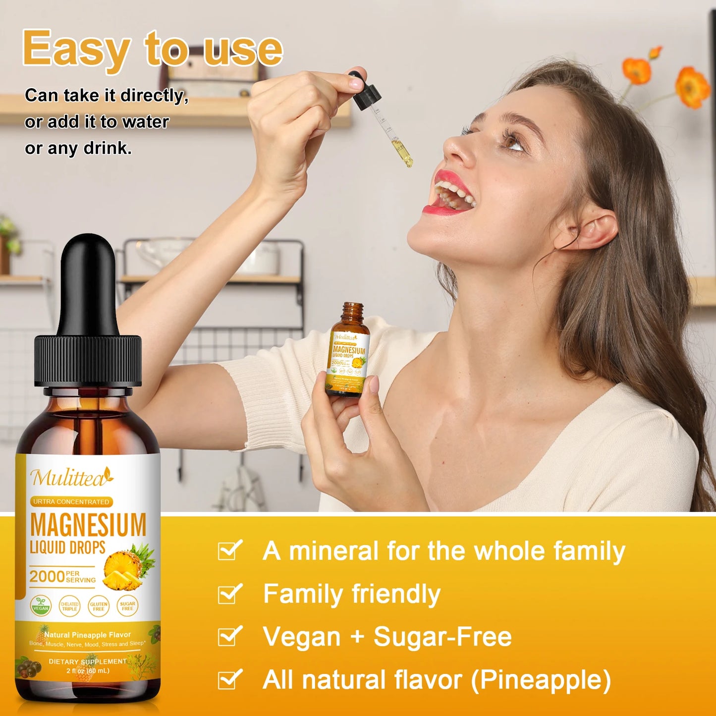 Magnesium Glycinate Drops – Pineapple Flavor | Sleep, Calm & Muscle Relaxation Peaceful Pleasures Health and Wellness