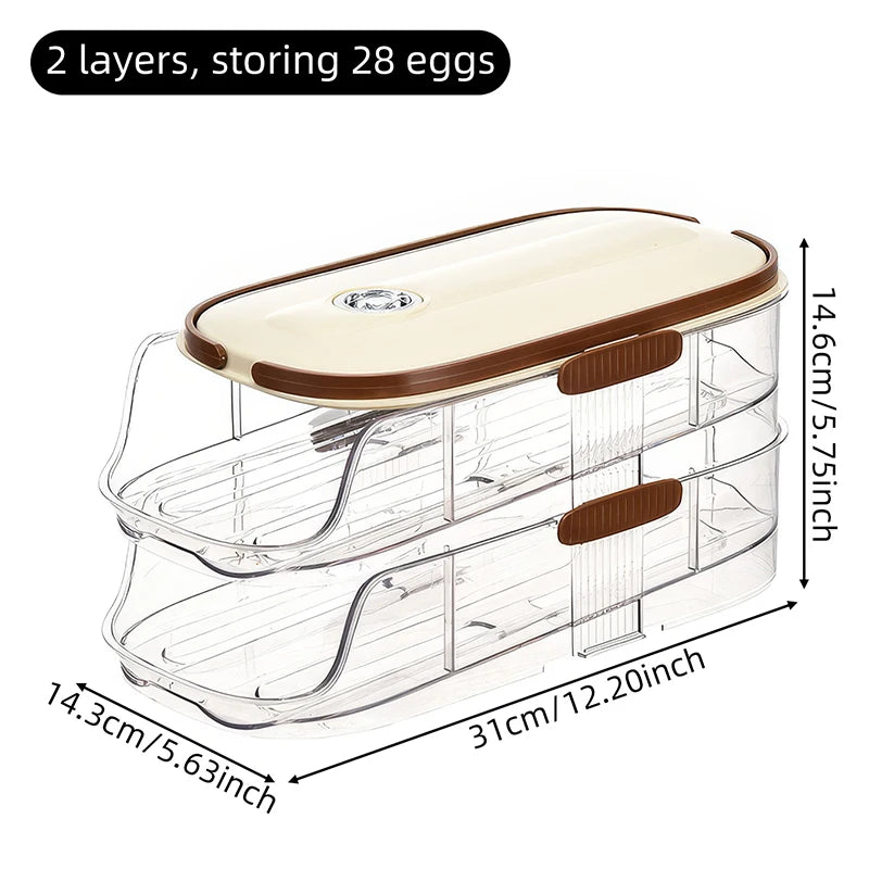 Auto-Rolling Refrigerator Egg Storage Rack | Single & Double Row, 1–3 Layers