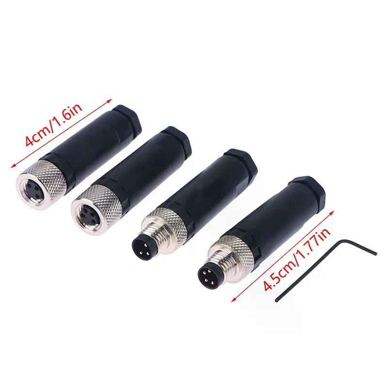 M8 Waterproof Sensor Connector Set – 3/4 Pin Male & Female Plugs Sensor Connector Peaceful Pleasures Health and Wellness