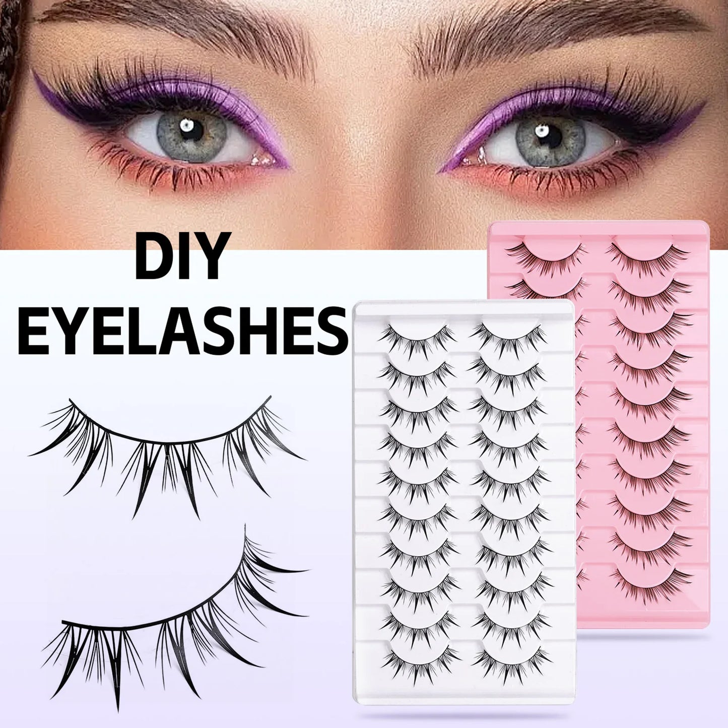 3D Fluffy False Eyelashes – 10 Pairs Full Strip Lashes
