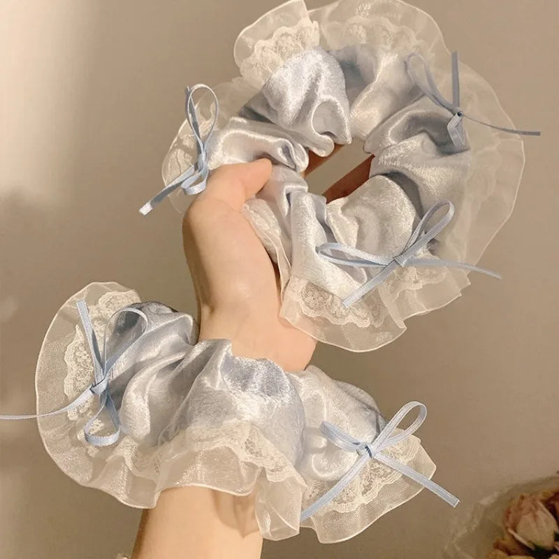 Cream Style Hair Accessory Lace Satin Bow Headband Peaceful Pleasures Health and Wellness
