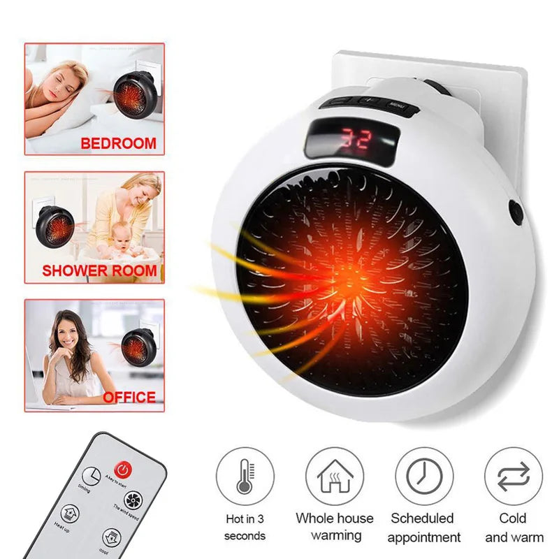 Air Heater Silent Remote Fast Heat Thermostat Electric Portable Heater Mini Wall Mount Home Office Desktop Warm Air Heater Peaceful Pleasures Health and Wellness