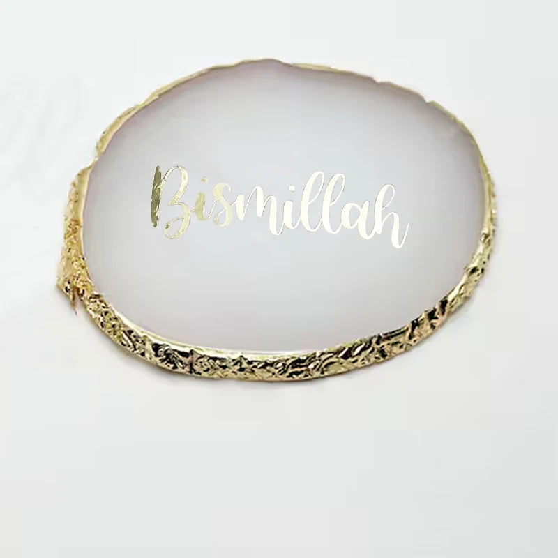 Bismillah Gold Coaster | Ramadan Eid Islamic Gift Decor Decorative Coaster Peaceful Pleasures Health and Wellness bismillah 1 piece