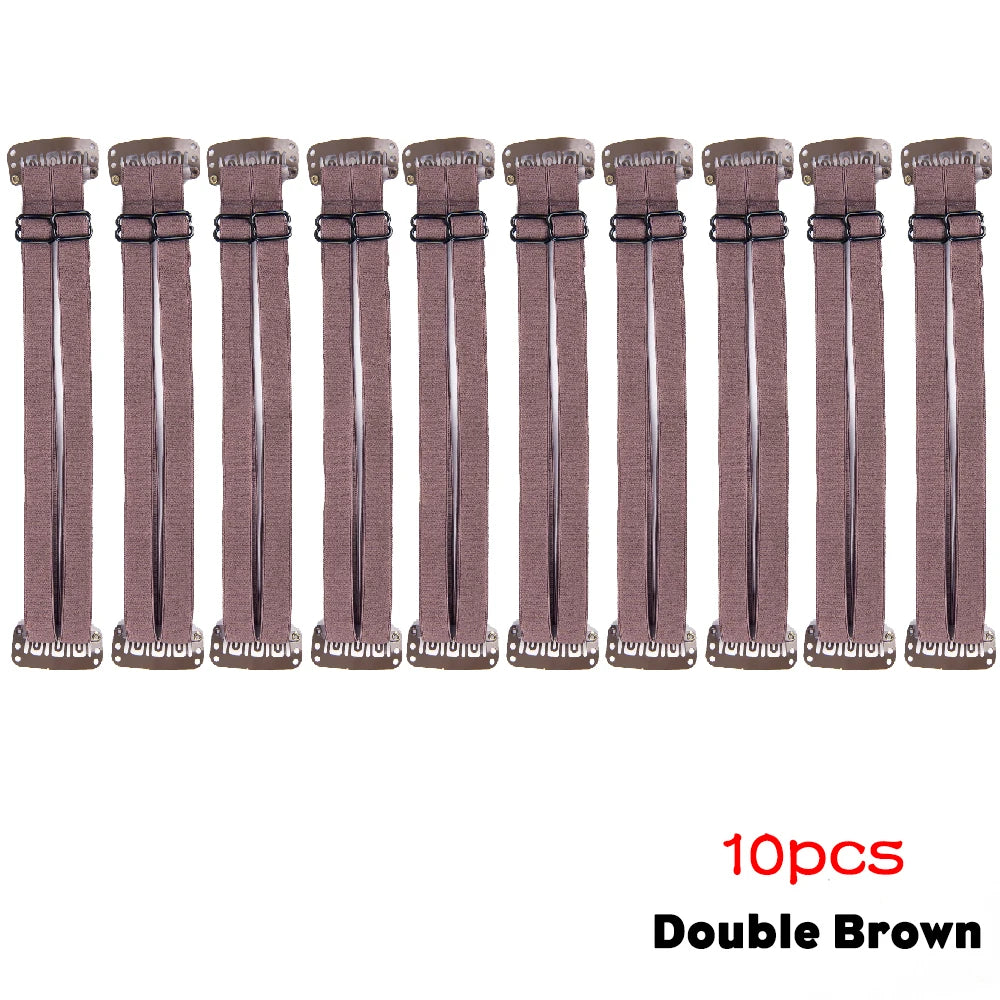 10 Pcs Magic Eye Pulls Elastic Band Adjustable Single/Double Tighten Foxy Eyes Lift Eyebrow With Bb Clips Elastic Eyes Lift Band Peaceful Pleasures Health and Wellness 10Pcs Double Brown