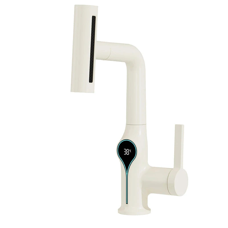 AOGUTU Waterfall Basin Faucet Digital Temp Display Mixer Tap