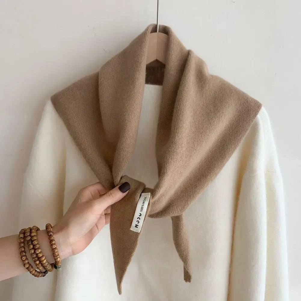 Korean Knit Triangle Scarf – Women's Warm Wool Neck Wrap Shawl Knitted Neck Scarf Peaceful Pleasures Health and Wellness