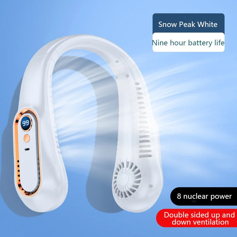Leafless Neck Fan | USB Rechargeable, 5-Speed & LED Display