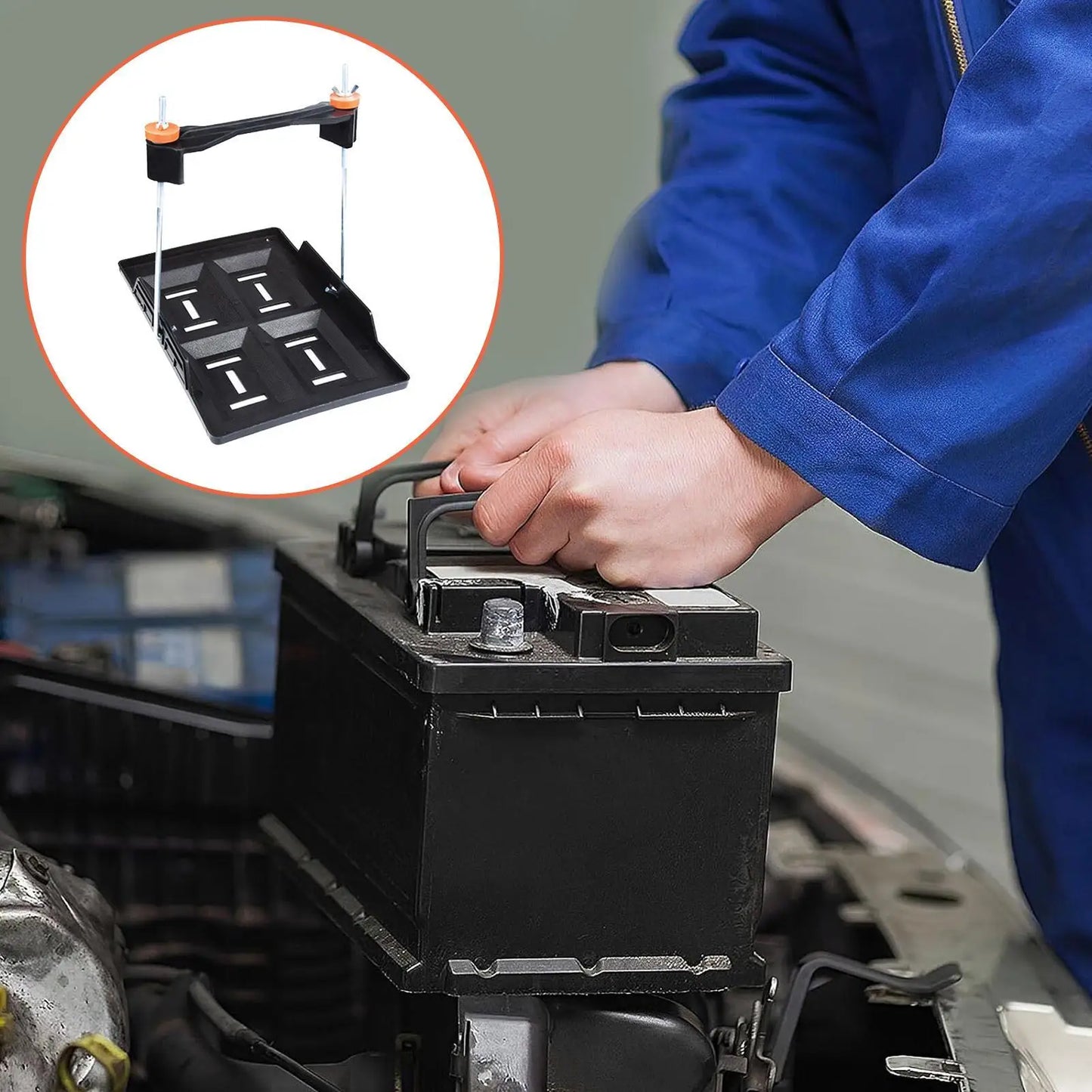 Adjustable Car Battery Tray Bracket Hold Down Clamp 290/355mm