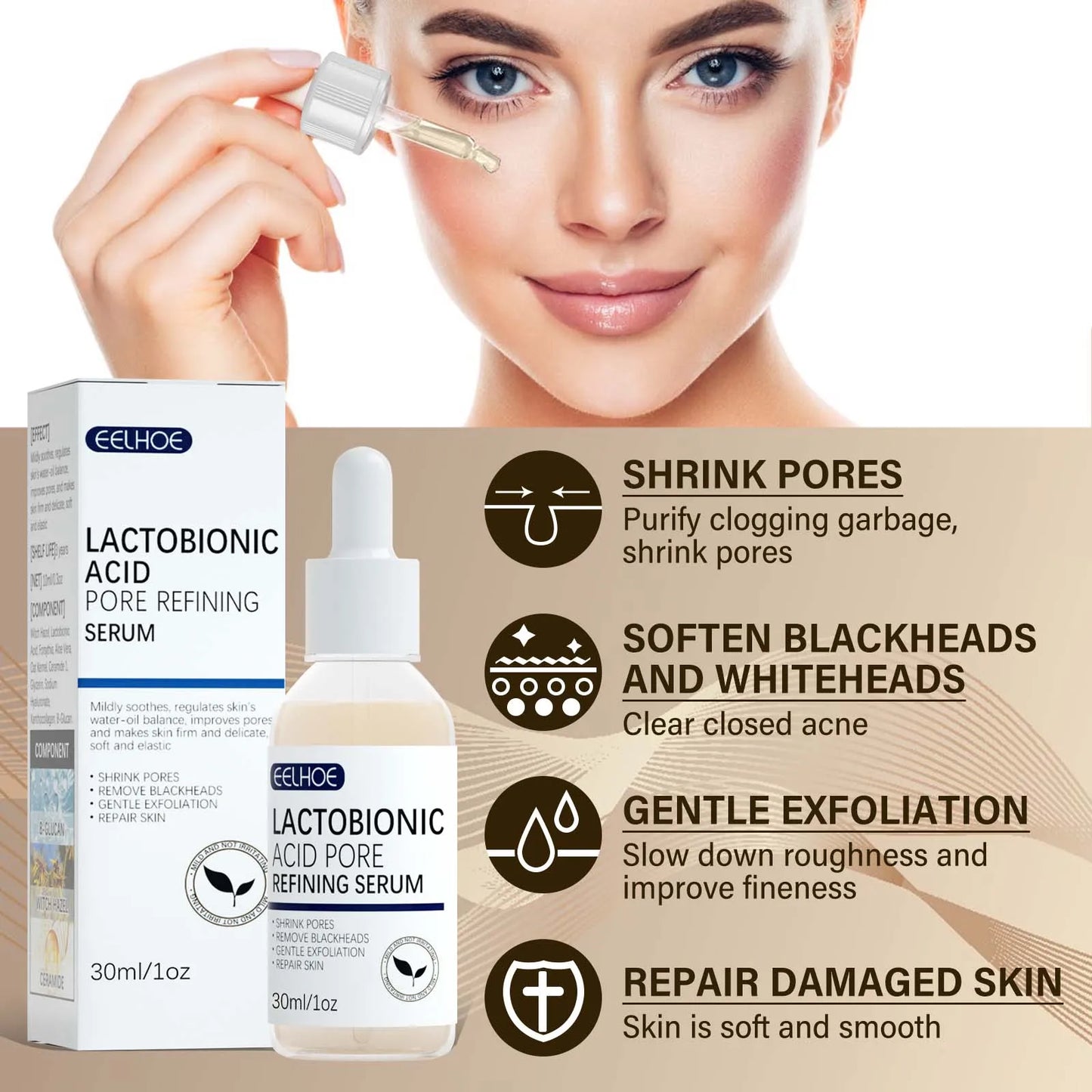Lactic Acid Pore Shrinking Serum – Blackhead & Brightening 30ml