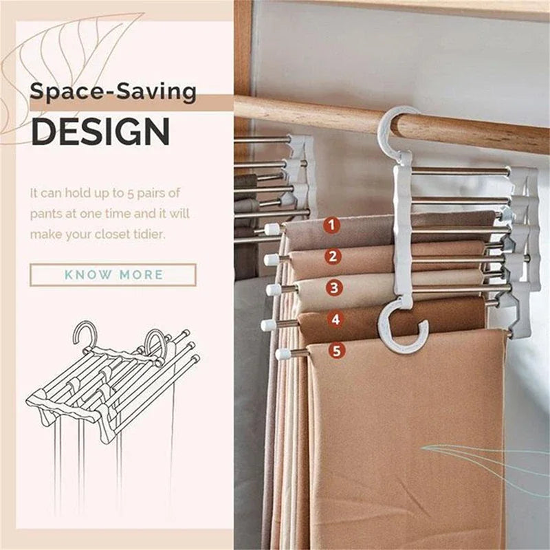 5-in-1 Space-Saving Pants Hanger | Closet Organizer Rack