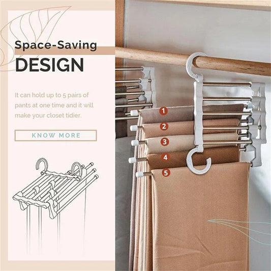 5-in-1 Space-Saving Pants Hanger | Closet Organizer Rack Pants Hanger Organizer Oasis Select