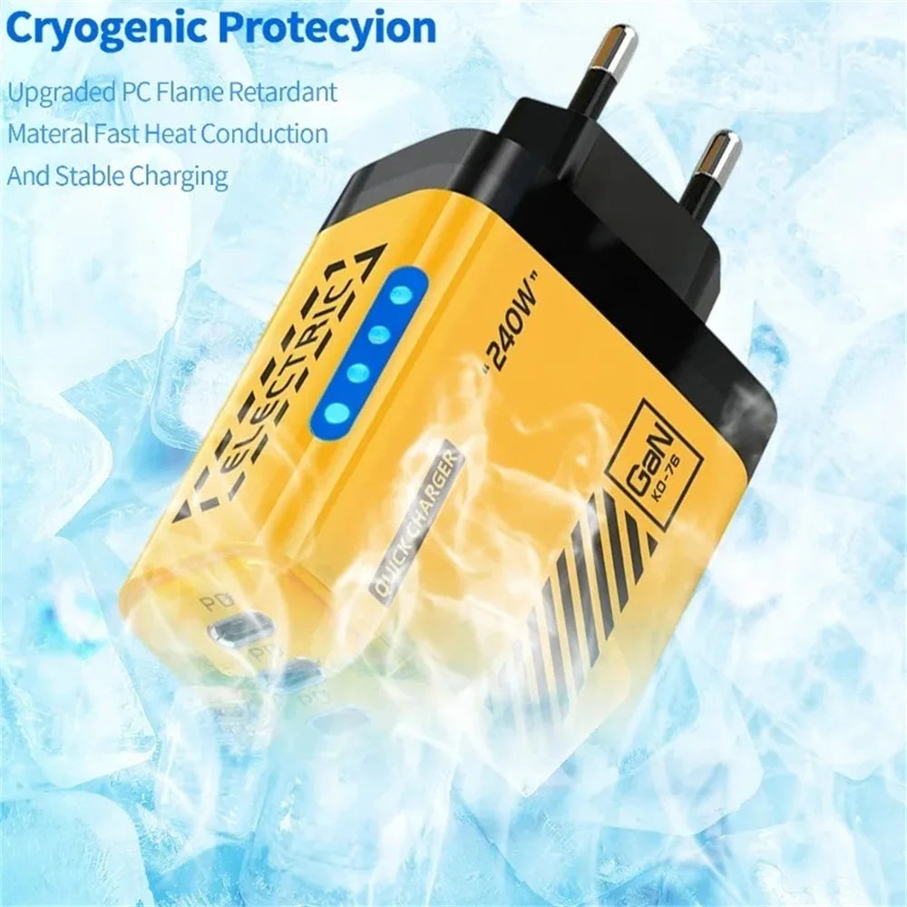 5-Port 240W GaN USB-C PD Fast Wall Charger | QC 3.0