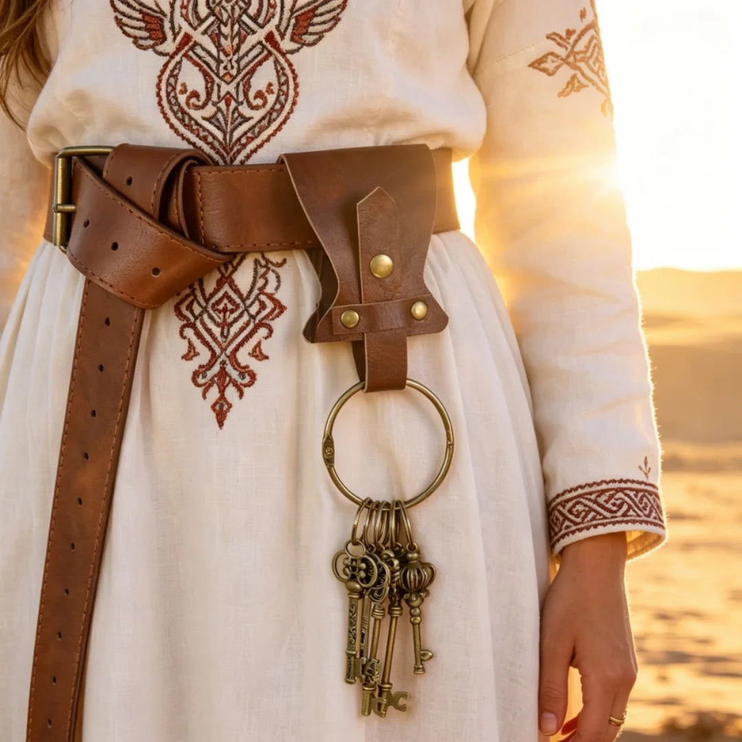 Retro Metal Keychains Circular Rings Cosplay Belts Medieval Clothing