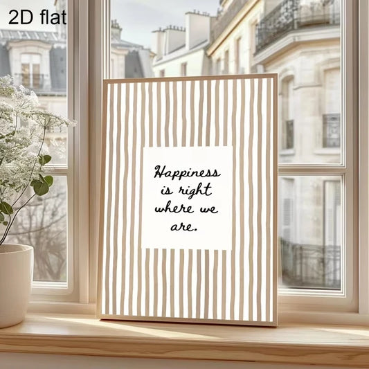 "Happiness Is Right Where We Are" Quote Canvas Wall Art Quote Canvas Print Peaceful Pleasures Health and Wellness G4233 21x30cm Unframed