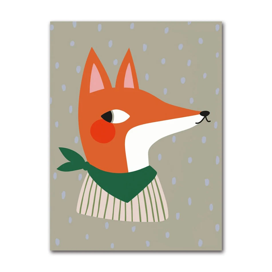 Cute Animals Canvas Print – Kids Nursery Wall Art Poster