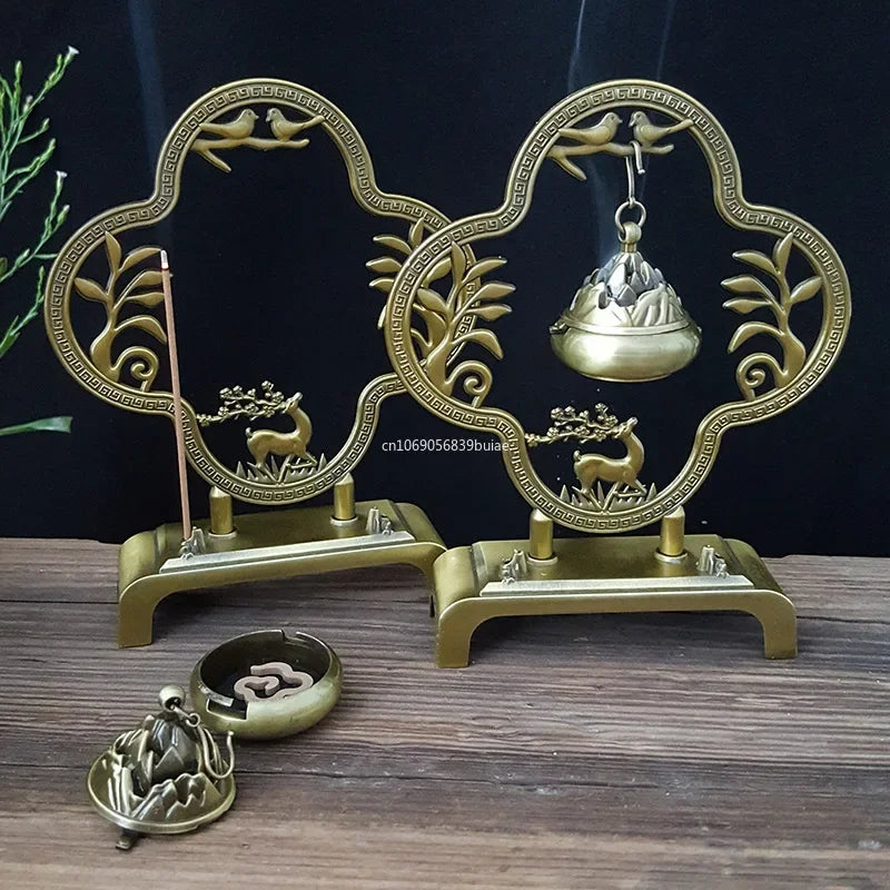 Lotus Flower Incense Burner Retro Hollow Out Zinc Alloy Hanging Lotus Burners Blessing Nasturtium Holder Home Office Decor Peaceful Pleasures Health and Wellness