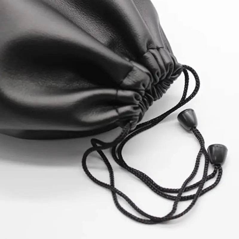 PU Leather Headphone Case Drawstring Pouch Large Capacity Dust Proof Headset Bag for Travel Cable Storage Black Peaceful Pleasures Health and Wellness