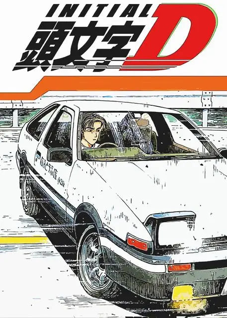 Initial D AE86 Takumi Anime Canvas Wall Art | Drift Car Poster